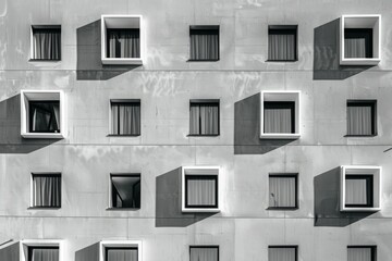 Germany, North Rhine-Westphalia, Cologne, Scaffolding and rows of apartment balconies. Beautiful simple AI generated image in 4K, unique.