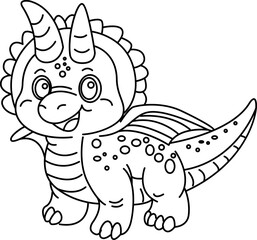 Dinosaurs cartoon, doodle line art