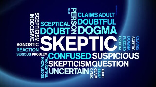 Skeptic animated word cloud;text design animation tag kinetic typography seamless loop.
