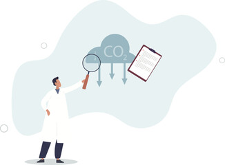 CO2 reduction to reduce carbon dioxide greenhouse gases.flat design.illustration with people.