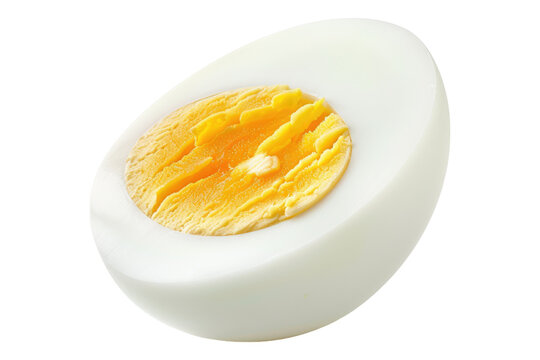 Slice of boiled egg isolated on transparent background