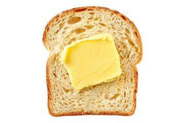 Slice of bread with butter isolated on transparent background