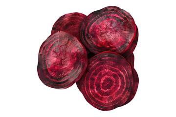 Sliced red beetroots isolated on transparent background