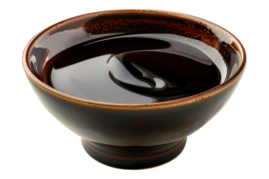 Soy sauce in a bowl isolated on transparent background