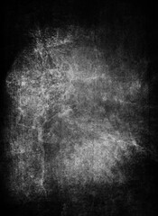 Fototapeta premium Dark grunge scary horror background with black frame and space for your design, obsolete texture