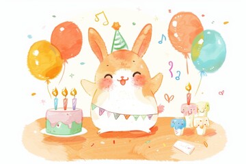 A tiger's face lights up with a bright smile as he celebrates his special day surrounded by warmth and love. The atmosphere is filled with joy and happiness.