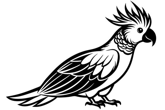 black and white cockatoo bird clip art preview