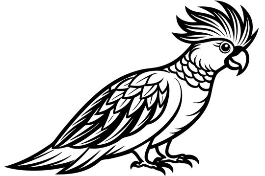 recommend clip art: Solid black outline Cockatoo animal vector