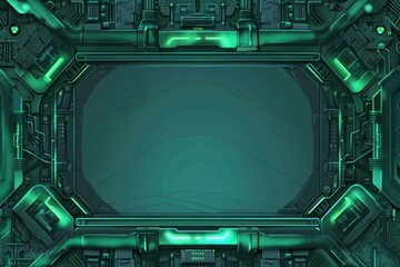 Fototapeta premium Cyber mechanical border with blank center, good for background 