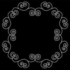 Original white pattern in the form of spirals on a black background