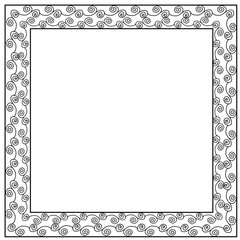 Square frame with black spiral pattern on white background