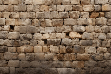 Fototapeta premium Processed collage of old ancient sand block wall texture in daylight. Background for banner