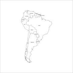 The Outline of the South America Map is Named Vector