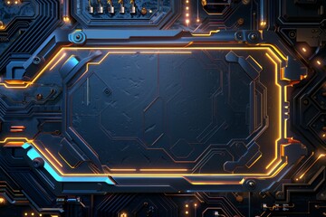 Fototapeta premium Cyber mechanical border with blank center, good for background 