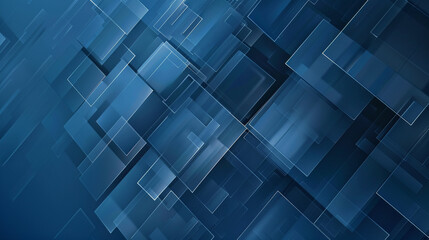 Blue and grey glossy squares abstract tech banner design. Modern abstract blue background design with layers of transparent material in square shapes in random geometric patterns.