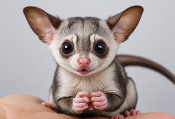 A sleepy sugar glider napping in a hammock. 