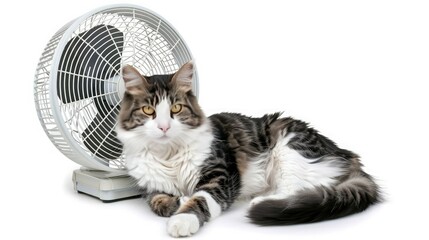 A Cat's Cool Breeze: A Tabby's Summertime Solace