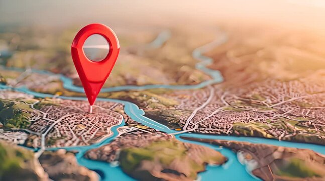 3D Location red pointer online, Search Bar and Pin Isolated pointer on map