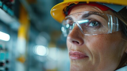 A worker wearing a yellow helmet is concentrating on a task within an industrial environment, representing the focus and expertise required in managing complex machinery.