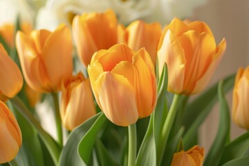 Fototapeta premium beautiful, bushy tulip flower close-up, top-down view, red-yellow tulip flower mid-closeup. Beautiful simple AI generated image in 4K, unique.