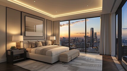 Modern Bedroom with City View