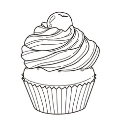 Cupcake 1 Black and White Hand Drawn 