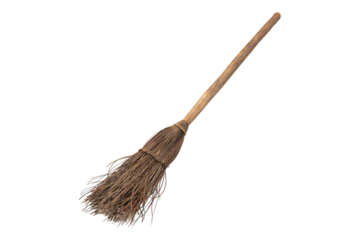 Wooden broom isolated on transparent background