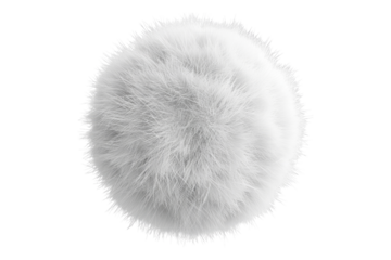 White fluffy ball isolated on transparent background