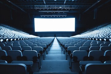 Naklejka premium a rear view of a stadium, empty stage, white clean minimalist design 