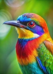 Obraz premium A colorful bird with a blue head and green wings is perched on a branch