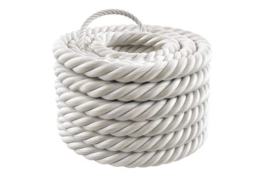 White rope roll isolated on transparent background