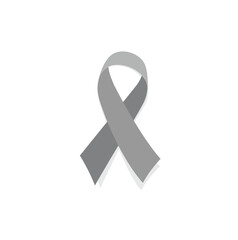 Gray Ribbon Awareness Symbol Isolated on white Background. Vector Illustration.	