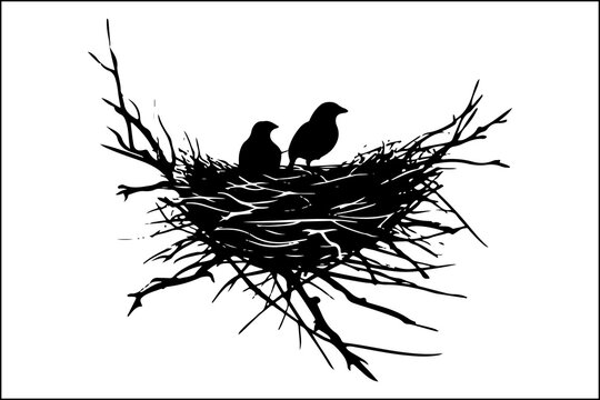 recommend clip art: Bird nest, graphic, drawing, art, illustration, spring, wildlife, baby, egg, element, home, nest, white, wild, animal, black, design, nature, tree branch, vector, wood, doodle, fantastic, silhouette, 