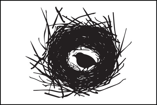 recommend clip art: Bird nest vector art illustration, graphic, drawing, art, illustration, spring, wildlife, baby, egg, element, home, nest, white, wild, animal, black, design
