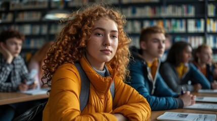 Fototapeta premium Students in a classroom setting, participating in learning and engaging with peers, promoting acceptance, diversity, and unity within the educational environment This image highlights the importance