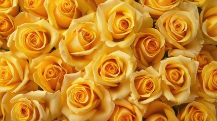 Naklejka premium Arrangement of yellow roses on isolated background Top view corner layout Birthday floral display