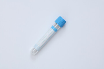 Medical empty blood tube on white background