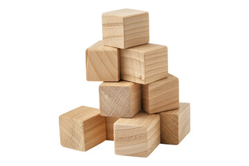 Obraz premium Wooden building blocks isolated on transparent background