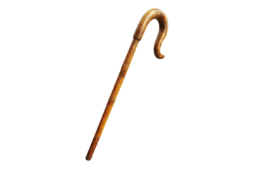 Wooden walking stick isolated on transparent background