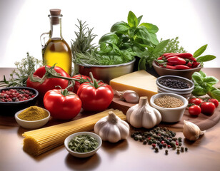  Italian Food Ingredients- A collection of vegetables, herbs, and spices essential for Itali_1(179)