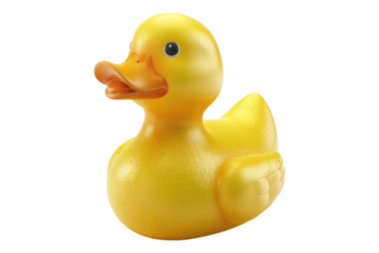 Yellow rubber duck isolated on transparent background