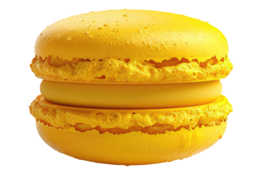 Yellow macaroons isolated on transparent background