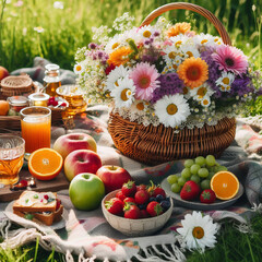 * **Perfect Picnic**
* **Nature's Beauty**
* **Outdoor Relaxation**
* **Delicious Snack**
* **Happy Moments**
* **Flowers and Fruits**
* **Beautiful Nature**
* **Enjoying Nature**
* **Relaxing in the 