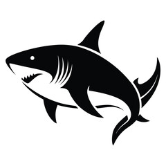 Shark silhouette flat illustration on isolated background