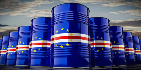 Oil barrels with flag of Cabo Verde - 3D illustration © PX Media