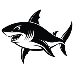 Obraz premium Shark silhouette flat illustration on isolated background