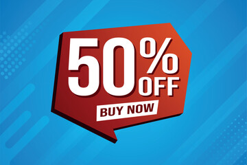 50% fifty percent off buy now poster banner graphic design icon logo sign symbol social media website coupon

