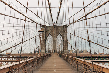 Empty Brooklyn Bridge in the morning
