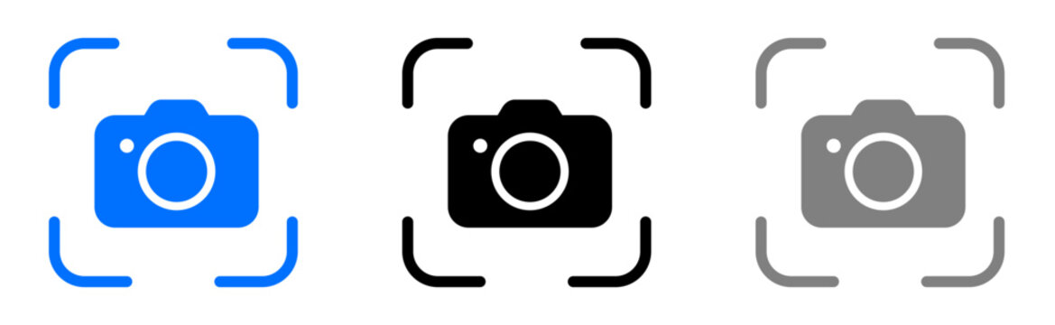 Photo focus icon. Ar camera sign. Camera capture symbol. Take a picture illustration.