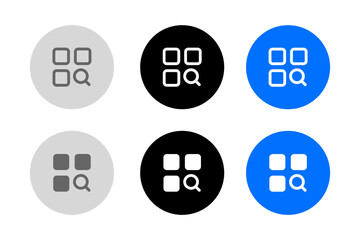 Category icon. Menu web sign. Option square symbol. Application interface pictogram. Grey, blue and black button.